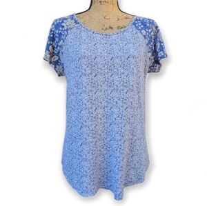 Lucky Brand Women's Blue Patchwork T-shirt, Size M